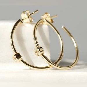Marrin Costello Curateur Hoop Earrings 14k Gold Plated Sterling Silver Topaz